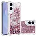 Samsung Galaxy S25 Edge Glitter Quicksand TPU-deksel - Roségullhjerter