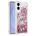 Samsung Galaxy S25 Edge Glitter Quicksand TPU-deksel - Roségullhjerter