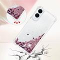 Samsung Galaxy S25 Edge Glitter Quicksand TPU-deksel - Roségullhjerter