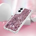Samsung Galaxy S25 Edge Glitter Quicksand TPU-deksel - Roségullhjerter