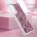 Samsung Galaxy S25 Edge Glitter Quicksand TPU-deksel - Roségullhjerter