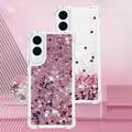 Samsung Galaxy S25 Edge Glitter Quicksand TPU-deksel - Roségullhjerter