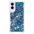 Samsung Galaxy S25 Edge Glitter Quicksand TPU-deksel - Blå hjerter