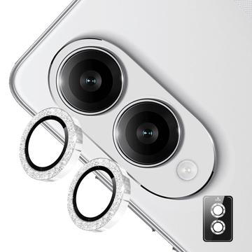 Samsung Galaxy S25 Edge Hat Prince Glitter Kamera Linse Beskyttelse - Sølv