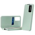 Samsung Galaxy S25 Edge Smart Clear View Flip-etui med kortspor - lysegrønn