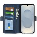 Samsung Galaxy S25 Edge lommebokveske med magnetisk lukking - kalvestruktur - blå