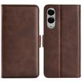 Samsung Galaxy S25 Edge lommebokveske med magnetisk lukking - kalvestruktur - brun