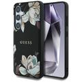 Samsung Galaxy S25 Guess Grained Printed Flower Pattern-deksel - MagSafe-kompatibel - Svart