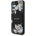 Samsung Galaxy S25 Guess Grained Printed Flower Pattern-deksel - MagSafe-kompatibel - Svart