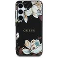 Samsung Galaxy S25 Guess Grained Printed Flower Pattern-deksel - MagSafe-kompatibel - Svart