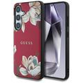 Samsung Galaxy S25 Guess Grained Printed Flower Pattern-deksel - MagSafe-kompatibel - Fuchsia