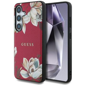 Samsung Galaxy S25 Guess Grained Printed Flower Pattern-deksel - MagSafe-kompatibel