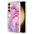 Samsung Galaxy S25 Marble Pattern Electroplated IMD TPU-deksel - Blå / Rosa