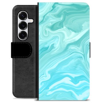 Samsung Galaxy S25+ Premium Lommebok-deksel - Blå Marmor
