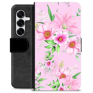 Samsung Galaxy S25+ Premium Lommebok-deksel - Akvarell Blomster