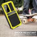 Samsung Galaxy S25 R-Just Premium-deksel med kickstand og skjermbeskytter i herdet glass - Gul