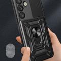 Samsung Galaxy S25 Hybrid-deksel med Roterende Ring med Kameraskjold - Svart