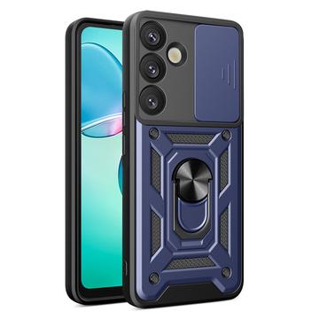 Samsung Galaxy S25 Hybrid-deksel med Roterende Ring med Kameraskjold - Blå