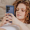 Samsung Galaxy S25 Ultra Børstet TPU Deksel - Karbonfiber