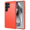 Samsung Galaxy S25 Ultra Børstet TPU Deksel - Karbonfiber