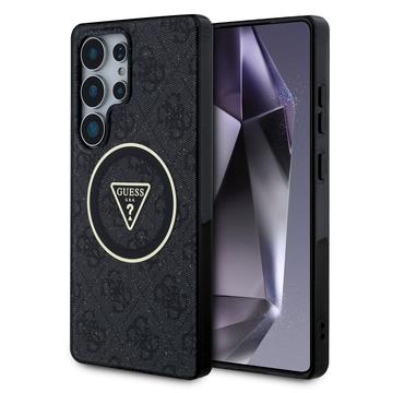 Samsung Galaxy S25 Ultra Guess 4G Glitter Triangle Buttons MagSafe-deksel - Svart