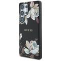 Samsung Galaxy S25 Ultra Guess Grained Grained Printed Flower Pattern-deksel - MagSafe-kompatibel - Svart