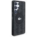 Samsung Galaxy S25 Ultra Lacoste Monogram med Sølv Krokodille Logo-deksel - MagSafe-kompatibel - Svart