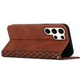 Samsung Galaxy S25 Ultra Rhombusmønster lommebokveske med magnetisk lukking - brun