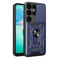 Samsung Galaxy S25 Ultra Hybrid-deksel med Roterende Ring med Kameraskjold - Blå