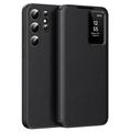 Samsung Galaxy S25 Ultra Smart Clear View Flip-etui med kortspor (Åpen Emballasje - Tilfredsstillende) - Svart