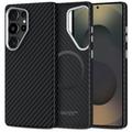 Samsung Galaxy S25 Ultra Tech-Protect Ion Carbon Plast-deksel - MagSafe-kompatibel - Svart / sølv