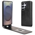 Samsung Galaxy S25 Ultra Vertikalt Flip-Deksel med Kortlomme - Svart