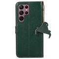 Samsung Galaxy S25 Ultra Lommebok-deksel i Lær med RFID - Grønn