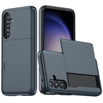 Samsung Galaxy S25+ Hybrid-deksel med Skyvekortspor - Mørkeblå