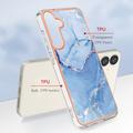 Samsung Galaxy S25+ Marble Pattern Electroplated IMD TPU-deksel - Blå