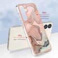 Samsung Galaxy S25+ Marble Pattern Electroplated IMD TPU-deksel - Rosa