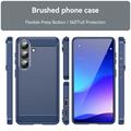 Samsung Galaxy S26/S26 Pro Børstet TPU-deksel - karbonfiber - blå