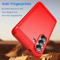 Samsung Galaxy S26/S26 Pro børstet TPU-deksel - karbonfiber - rød