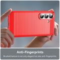 Samsung Galaxy S26/S26 Pro børstet TPU-deksel - karbonfiber - rød