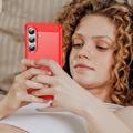 Samsung Galaxy S26/S26 Pro børstet TPU-deksel - karbonfiber - rød