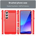 Samsung Galaxy S26/S26 Pro børstet TPU-deksel - karbonfiber - rød