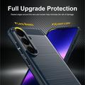 Samsung Galaxy S26 FE Børstet TPU-deksel - karbonfiber - blå