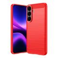 Samsung Galaxy S26 FE børstet TPU-deksel - karbonfiber - rød