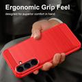 Samsung Galaxy S26 FE børstet TPU-deksel - karbonfiber - rød