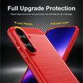 Samsung Galaxy S26 FE børstet TPU-deksel - karbonfiber - rød