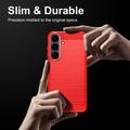 Samsung Galaxy S26 FE børstet TPU-deksel - karbonfiber - rød