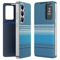 Samsung Galaxy S26 FE Smart View-flipetui med rutemønster og kortlomme - blå