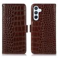 Samsung Galaxy S26 FE Crocodile Series Lommebok-deksel i Lær med RFID - Brun