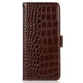 Samsung Galaxy S26 FE Crocodile Series Lommebok-deksel i Lær med RFID - Brun