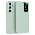 Samsung Galaxy S26 FE Smart Clear View Flip-etui med kortspor - lysegrønn